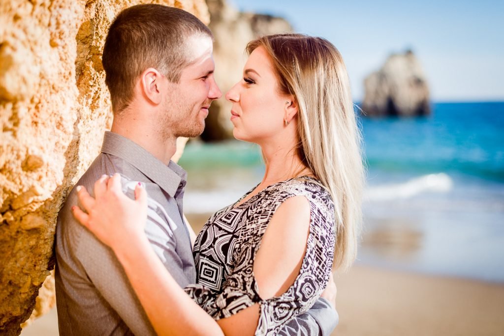 Romantic newlywed couple photosession in Praia dos Tres Irmaos